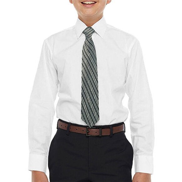 Poshers Exclusive! Boys Perry Ellis Dress Shirt w/ Tie Slim Fit, Mid Gray - Picture 3 of 3